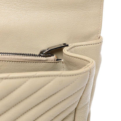 Saint Laurent Sheepskin Matelasse Chevron Monogram Large College Satchel Beige 9 of 14