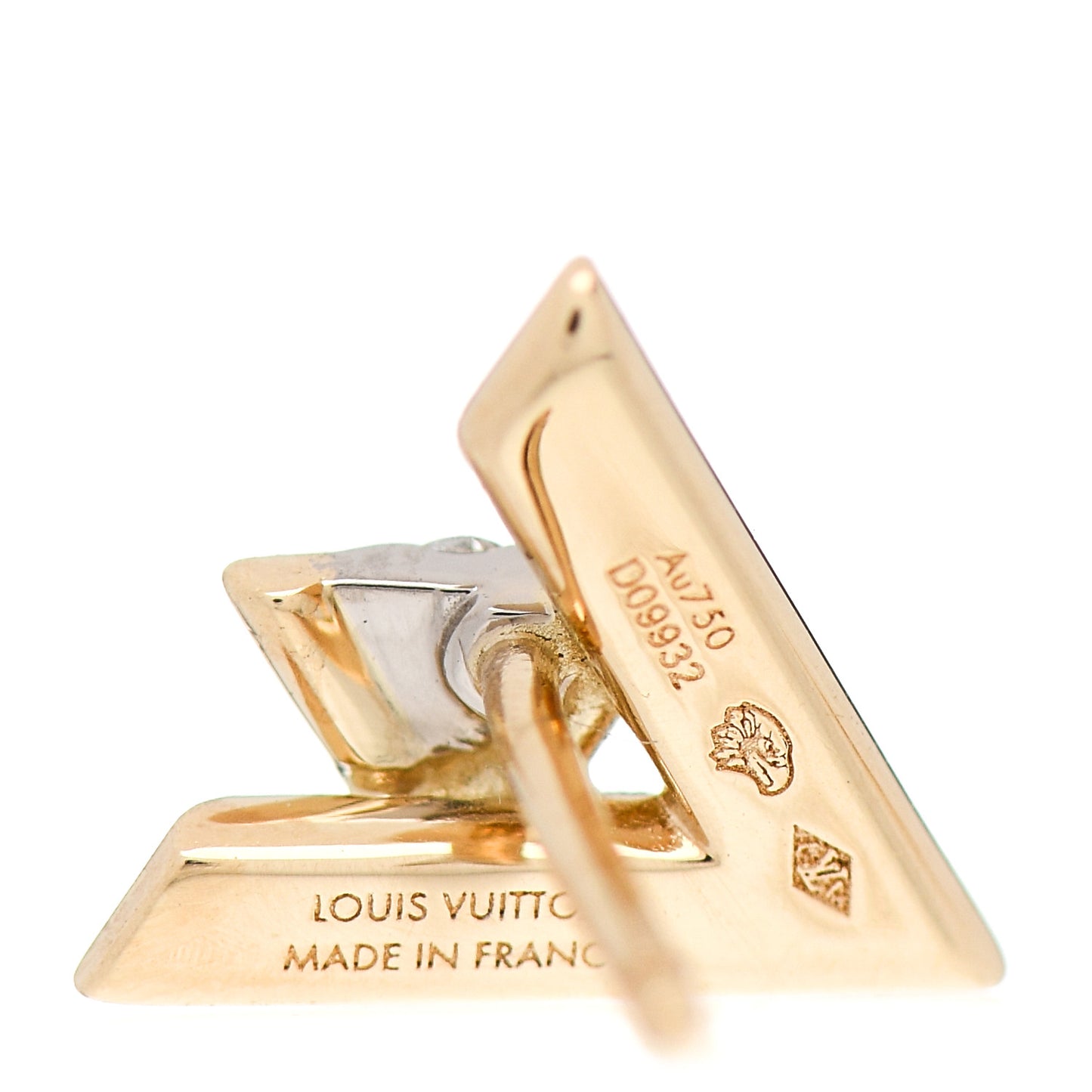 18K Yellow Gold Diamond LV Volt Single Stud Earring