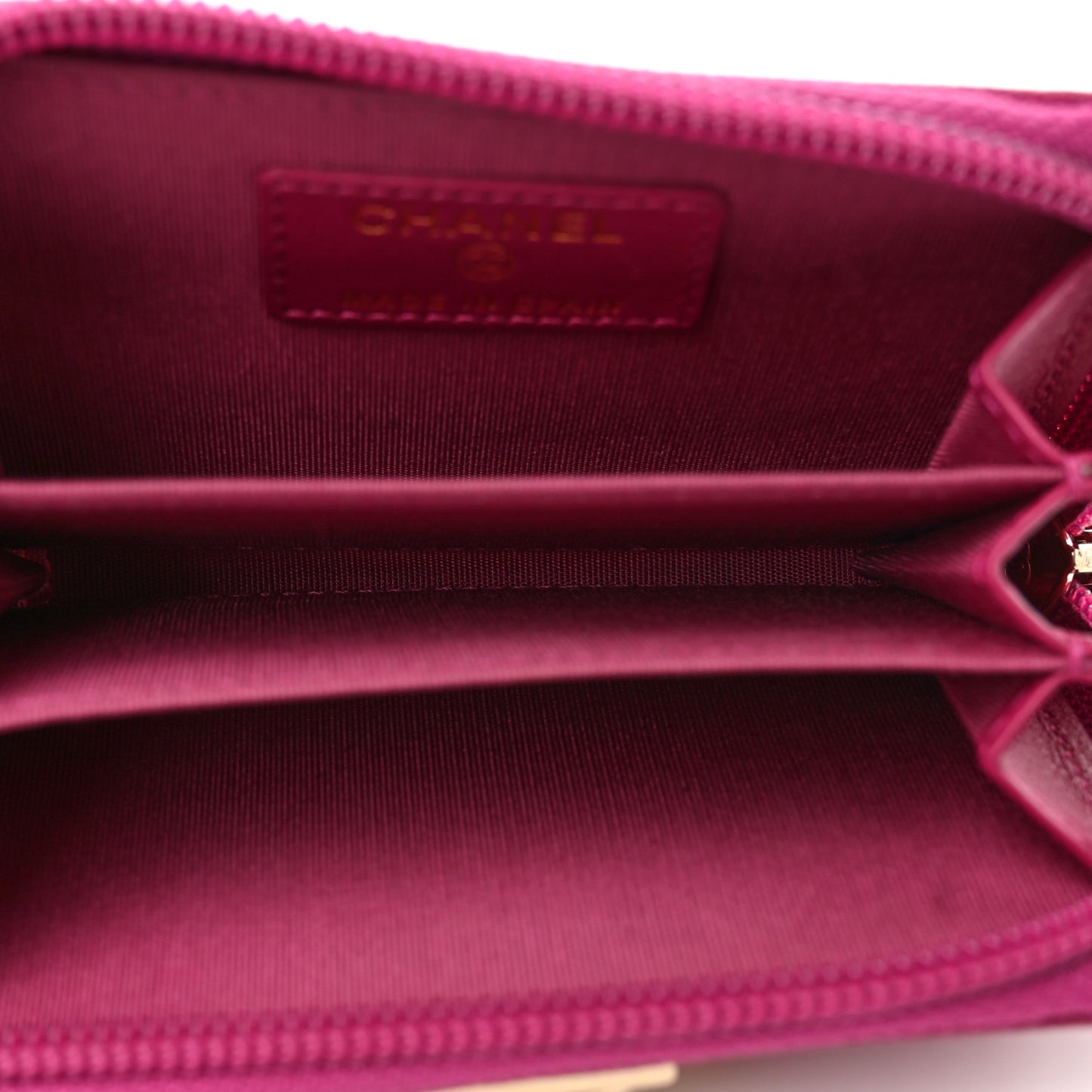 Caviar Quilted Boy Zip Around Coin Purse Wallet Fuchsia