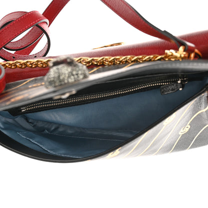 Gucci Calfskin Diagonal GG Medium Thiara Double Envelope Shoulder Bag Black Red 6 of 12