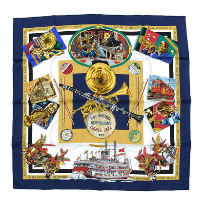 Hermes Silk New Orleans Creole Jazz Scarf 90 1 of 4