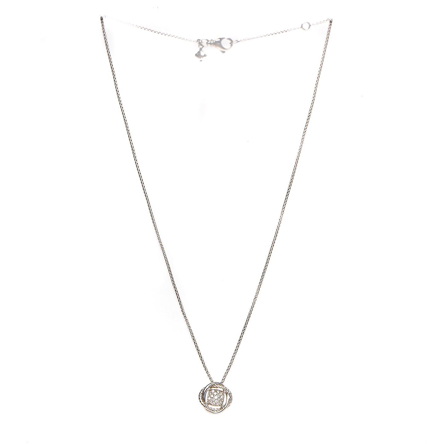 Sterling Silver Diamond 7mm Infinity Pendant Necklace