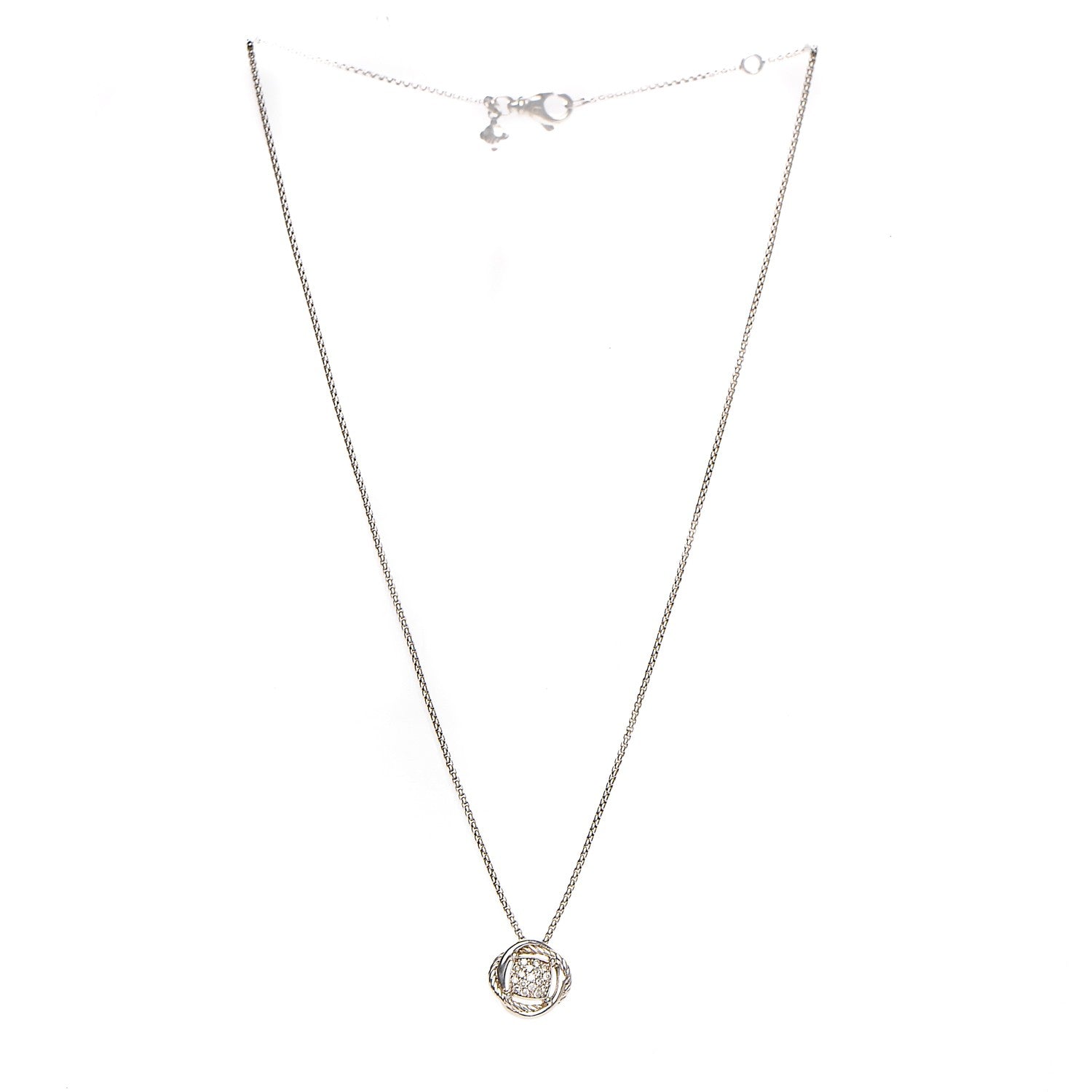 David Yurman Sterling Silver Diamond 7mm Infinity Pendant Necklace 3 of 6