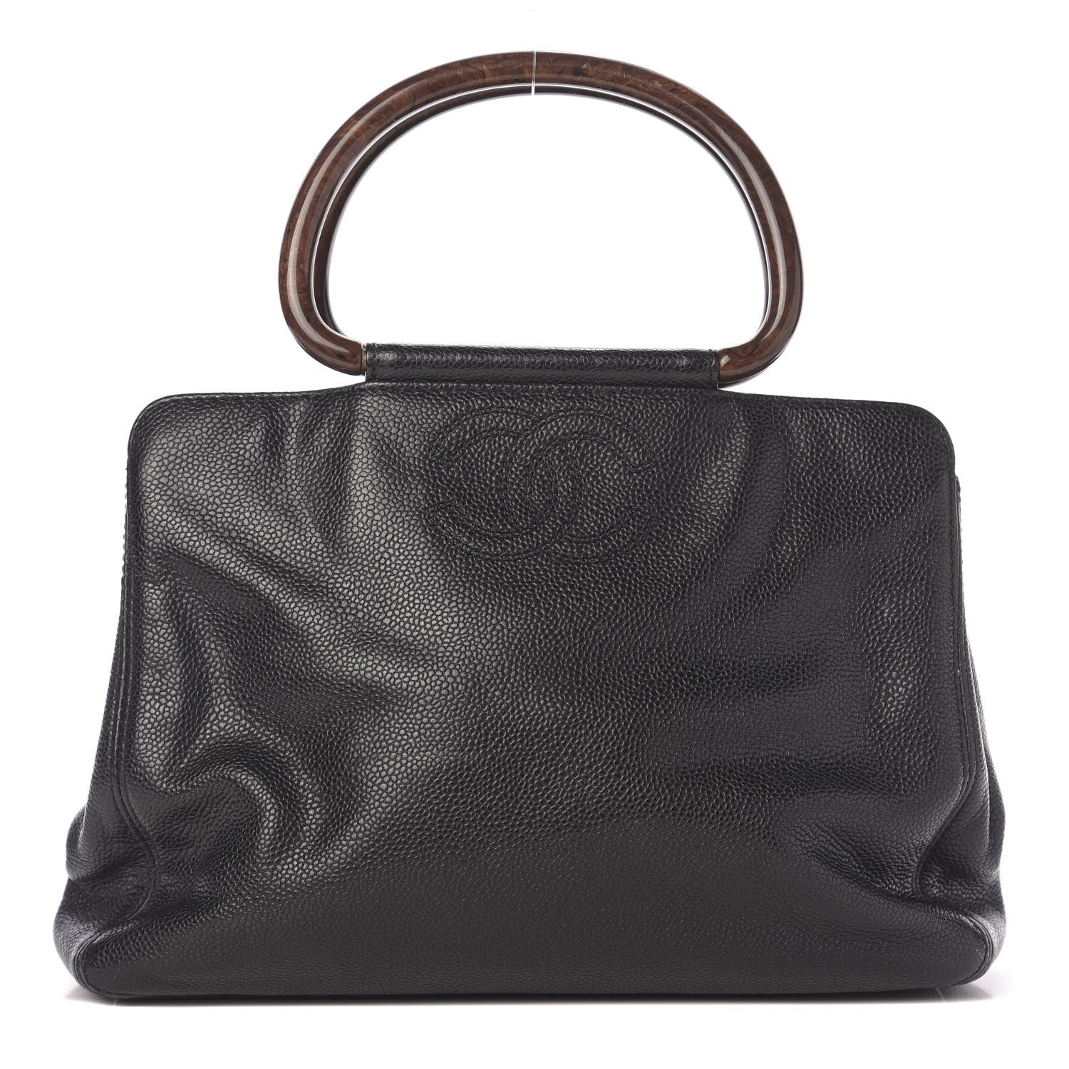 Chanel Caviar Wood Handle Handbag Black 1 of 12