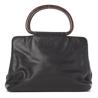 Chanel Caviar Wood Handle Handbag Black 1 of 12