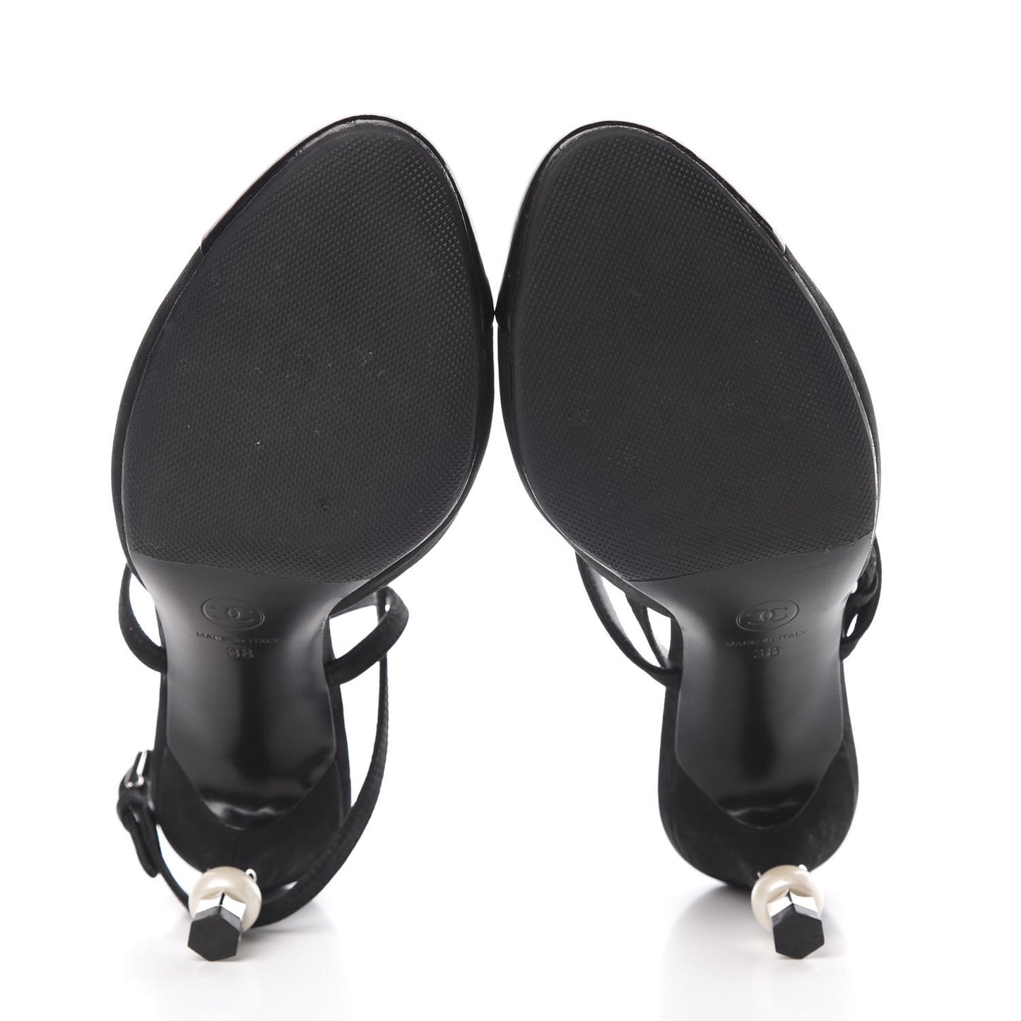 Suede Patent Calfskin Cap Toe Pearl Ankle Strap Pump 38 Black