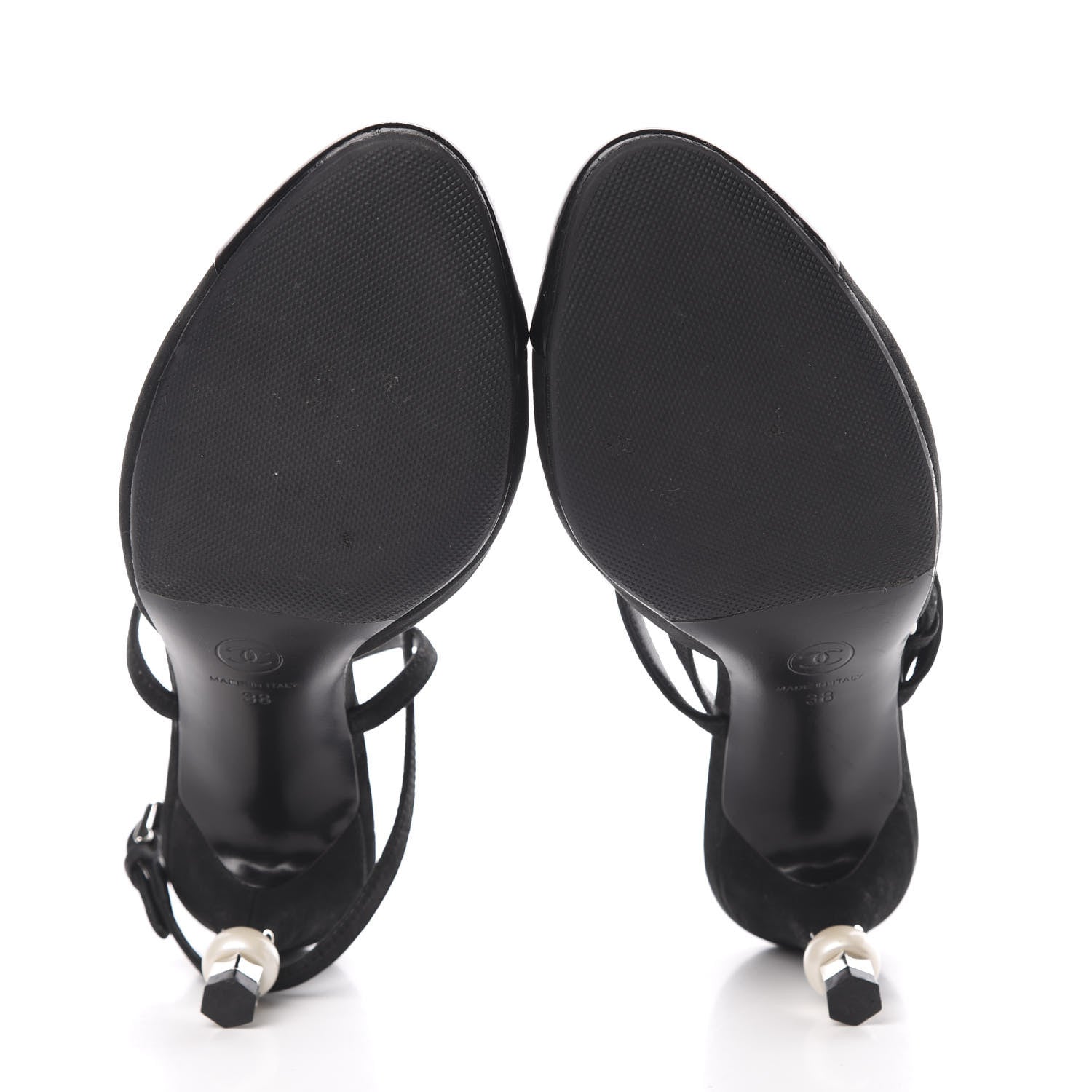 Chanel Suede Patent Calfskin Cap Toe Pearl Ankle Strap Pump 38 Black 6 of 11