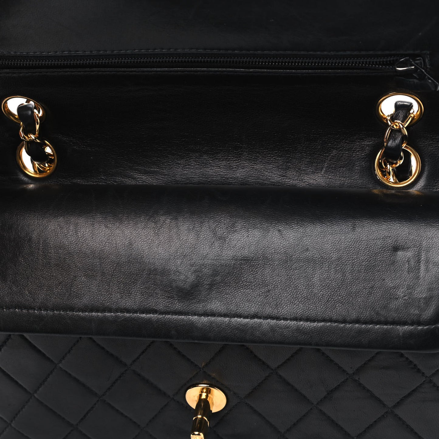 Lambskin Quilted Small Double Flap Black