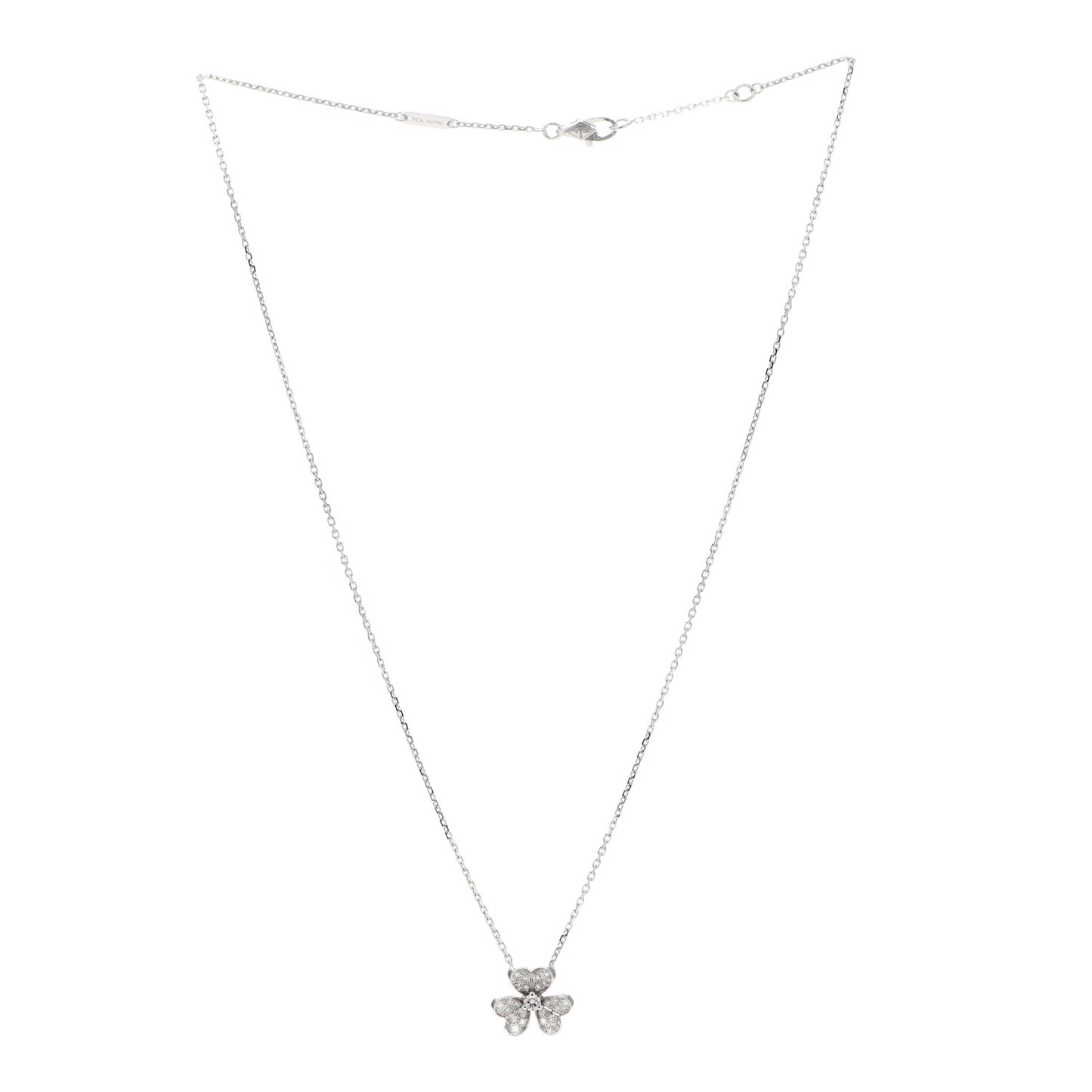 18K White Gold Diamond Mini Frivole Pendant Pave Necklace