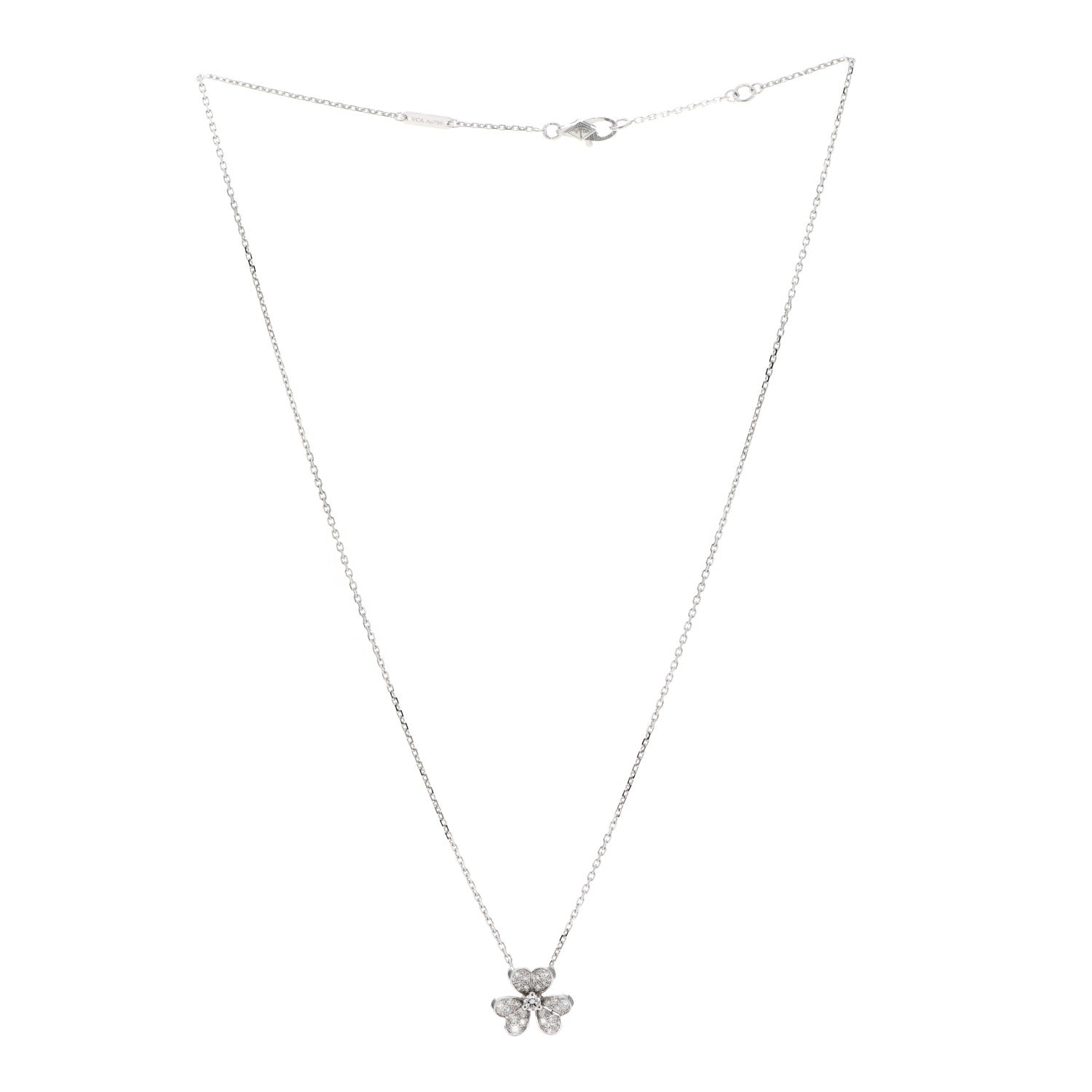 Van Cleef & Arpels 18K White Gold Diamond Mini Frivole Pendant Pave Necklace 3 of 6