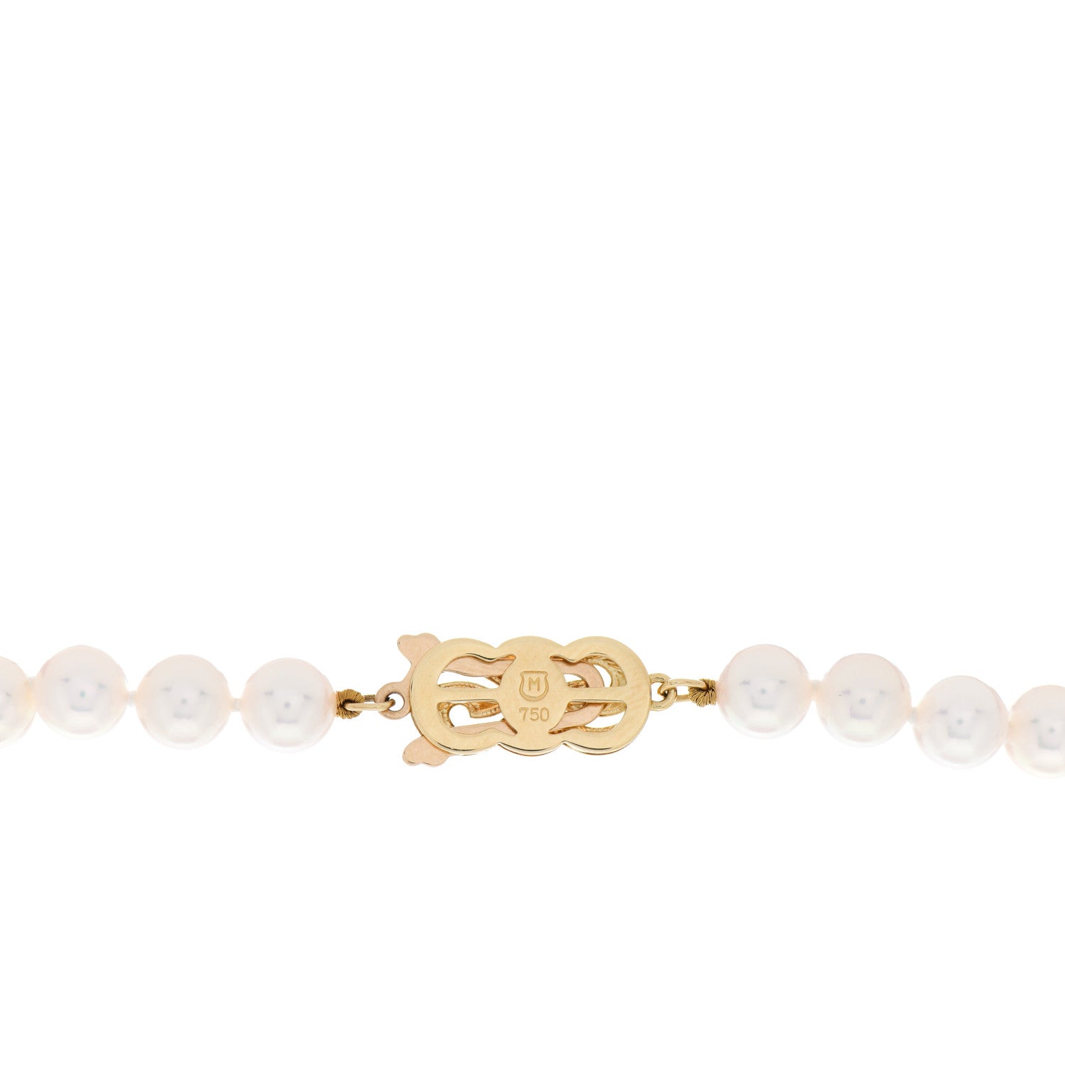 Mikimoto 18K Yellow Gold Akoya Pearl 6.5-7mm Strand Necklace 16" 5 of 5