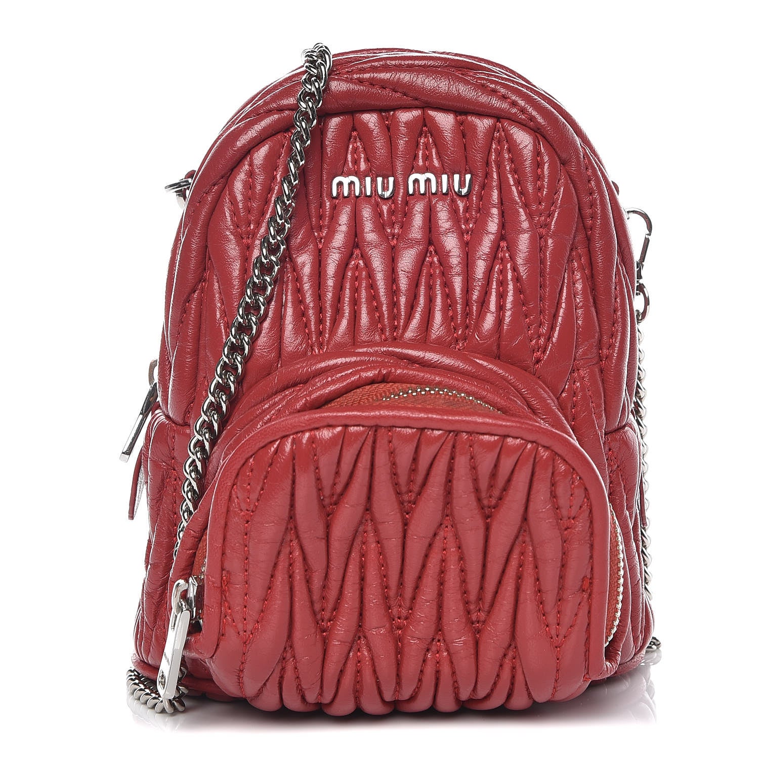 Miu Miu Nappa Matelasse Lux Mini Backpack Rosso 1 of 11