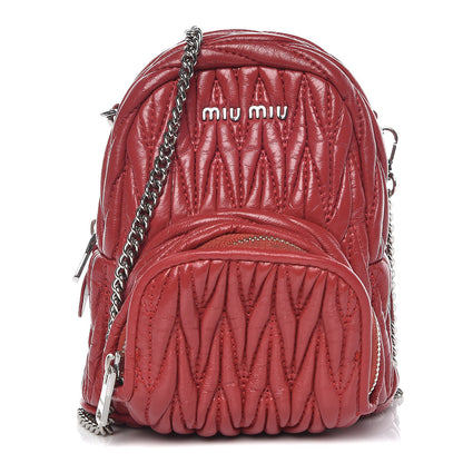 Miu Miu Nappa Matelasse Lux Mini Backpack Rosso 1 of 11