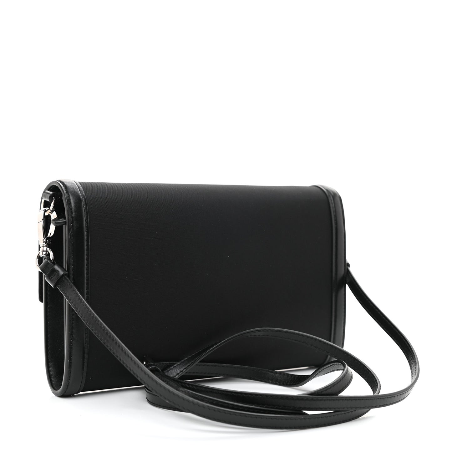 Tessuto Nylon Vitello Wallet on Strap Black