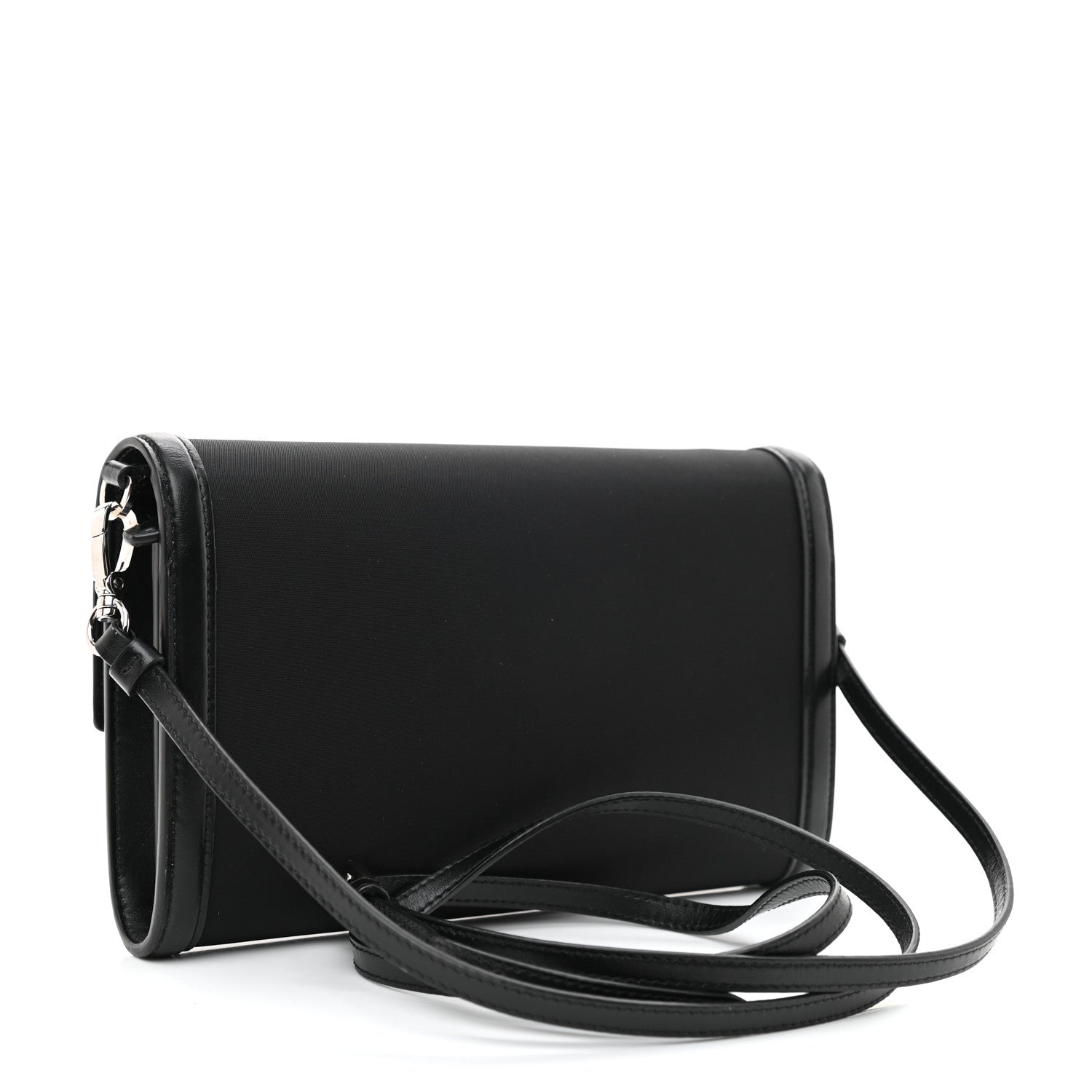 Prada Tessuto Nylon Vitello Wallet on Strap Black 3 of 8