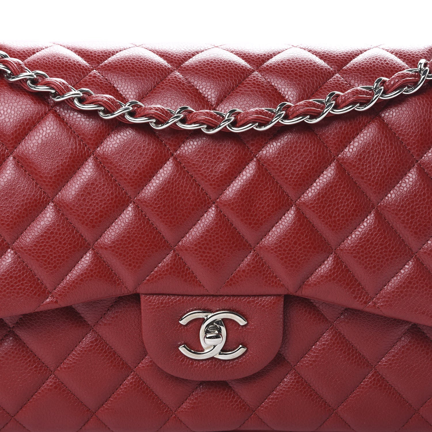 Chanel Caviar Quilted Jumbo Double Flap Red 7 of 13