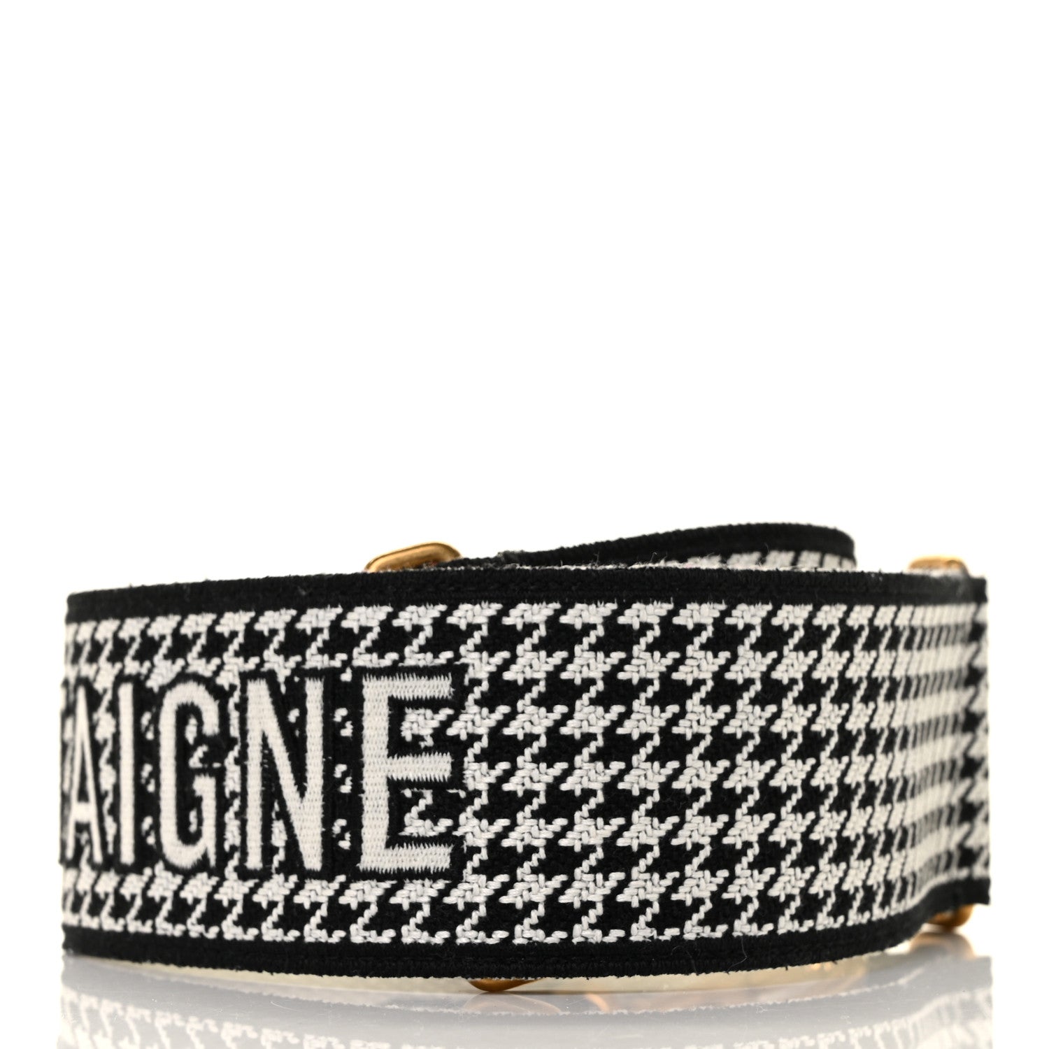 Christian Dior Canvas Houndstooth Embroidered 30 Montaigne Shoulder Strap Black White 2 of 3