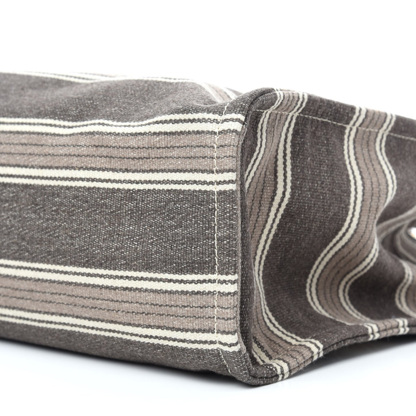 Canvas Calfskin Jacquard Vertical Cabas Grey Brown