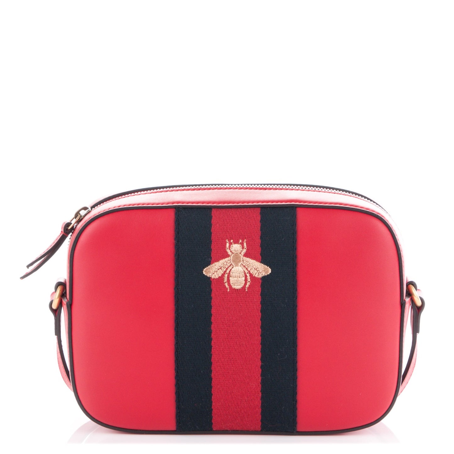 Calfskin Web Small Webby Bee Shoulder Bag Red
