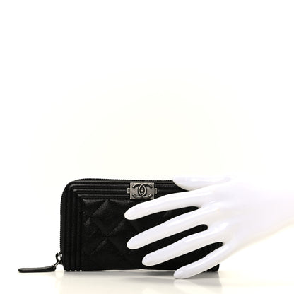 Chanel Caviar Quilted Small Boy Zip Around Wallet Black 2 of 8