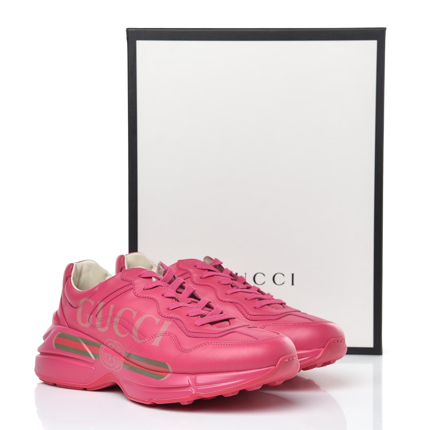 Calfskin Logo Mens Rhyton Sneakers 8.5 Box Pink