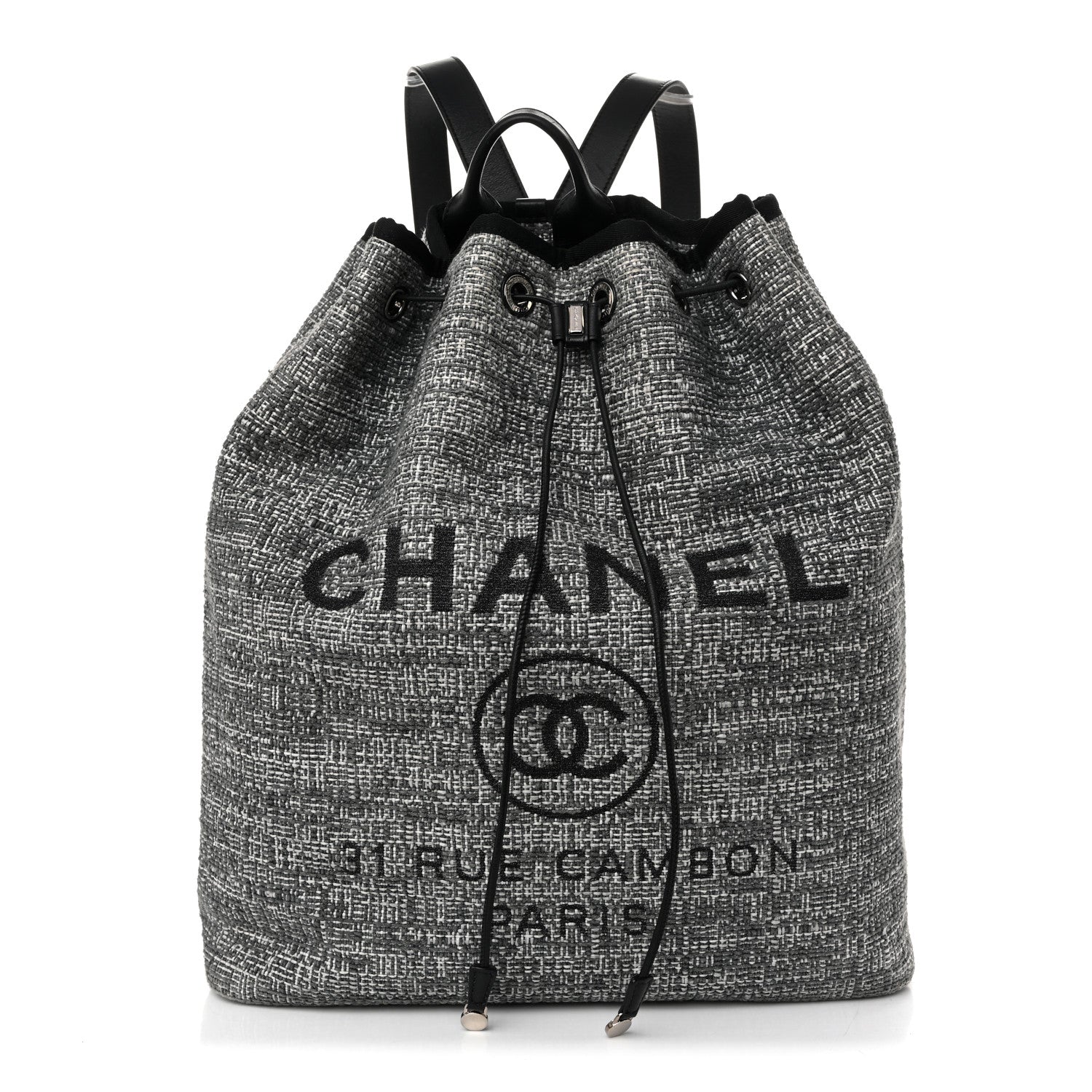 Chanel Canvas Large Deauville Backpack Charcoal 1 of 10