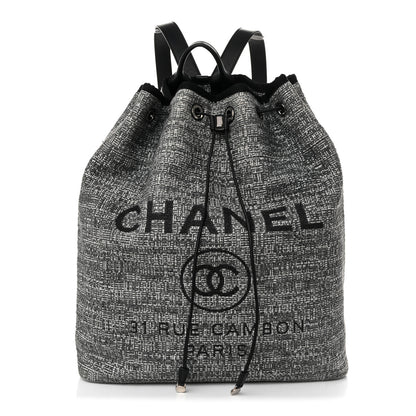 Chanel Canvas Large Deauville Backpack Charcoal 1 of 10