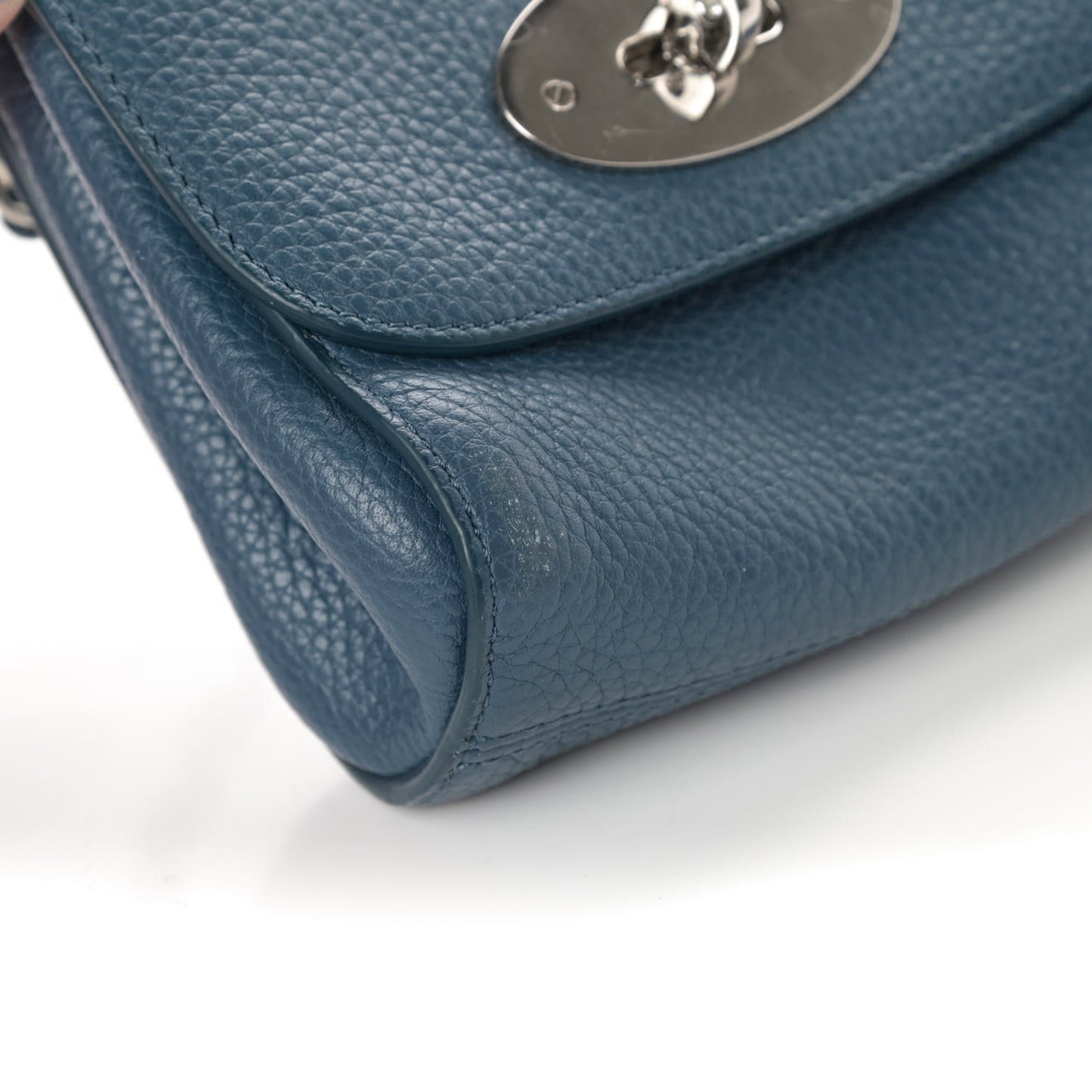 Small Classic Grain Calfskin Mini Lily Steel Blue