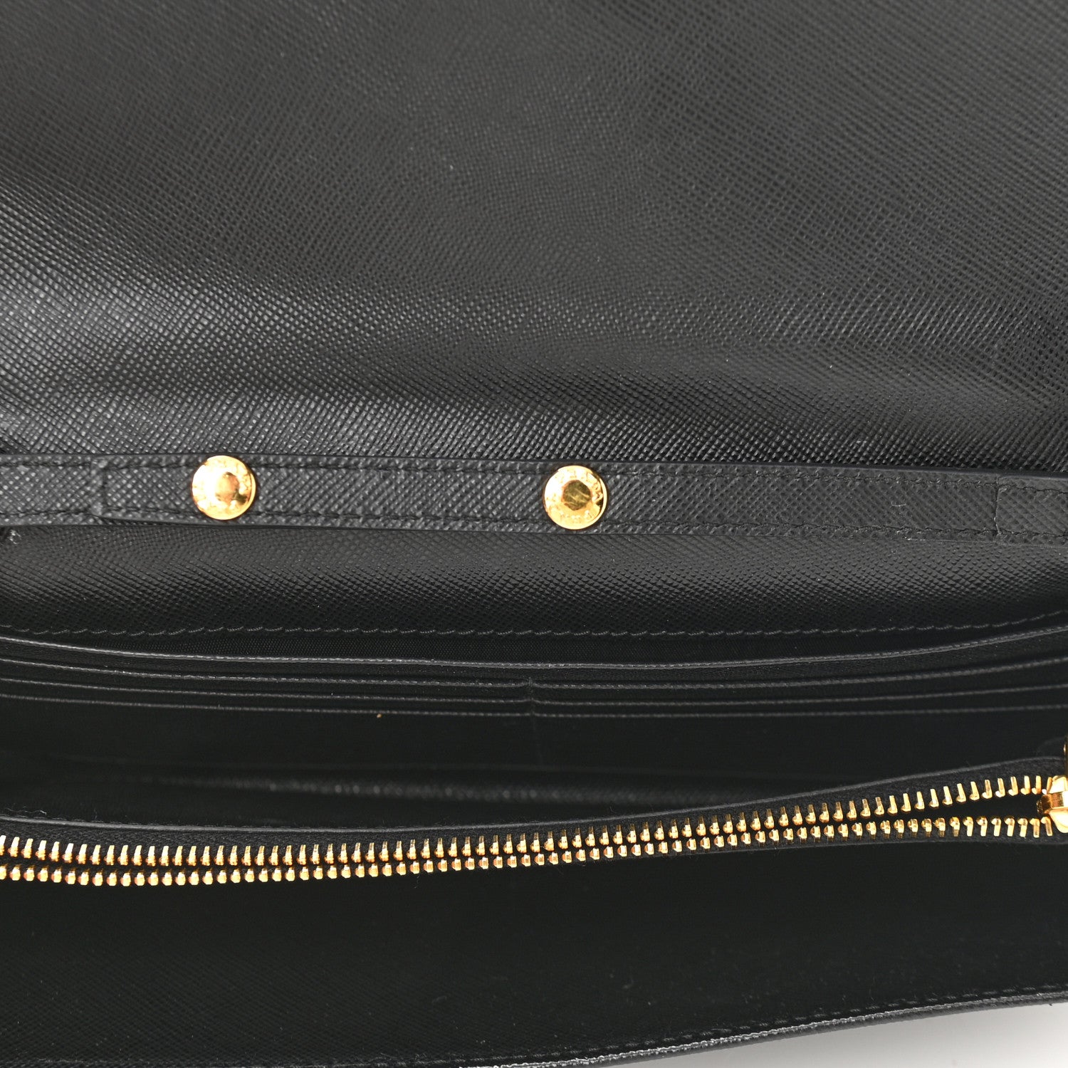 Prada Saffiano Metal Oro Chain Wallet Black 5 of 11