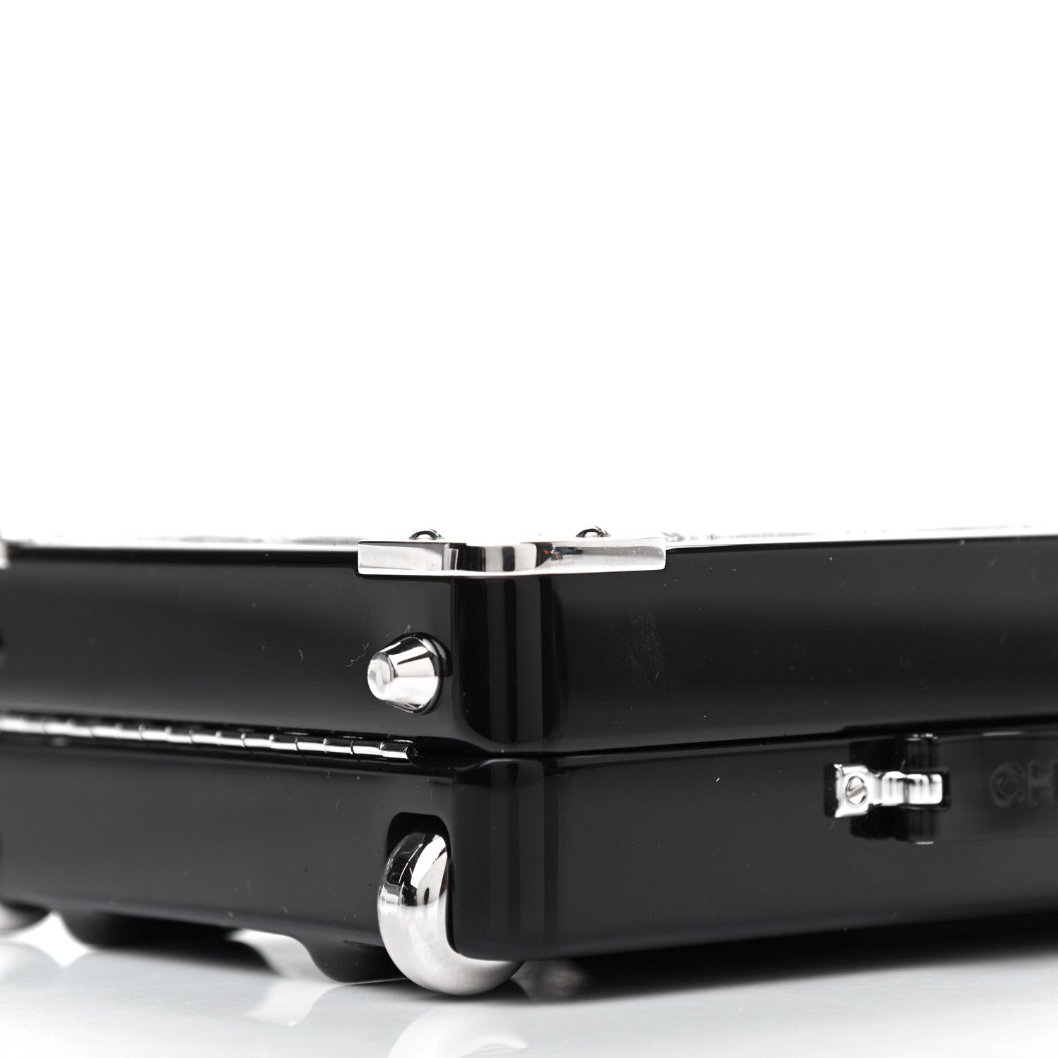 Chanel Plexiglass Metallic Lambskin Evening In The Air Mini Trolley Minaudiere Clutch Black Silver 9 of 9