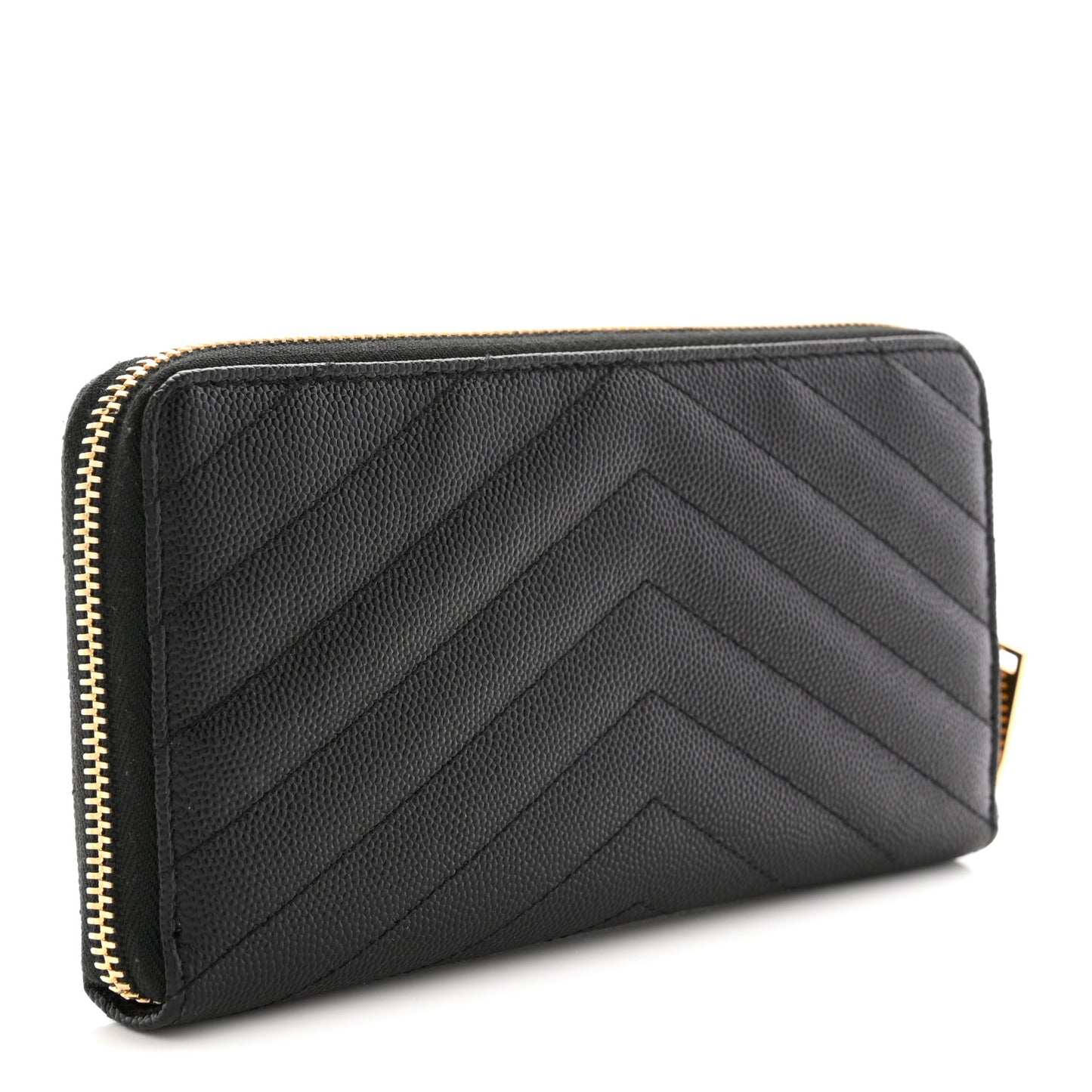 Grain De Poudre Matelasse Chevron Monogram Zip Around Wallet Black
