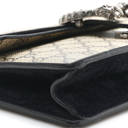 Gucci GG Supreme Monogram Suede Crystal Small Dionysus Shoulder Bag Beige Ebony Black 9 of 12
