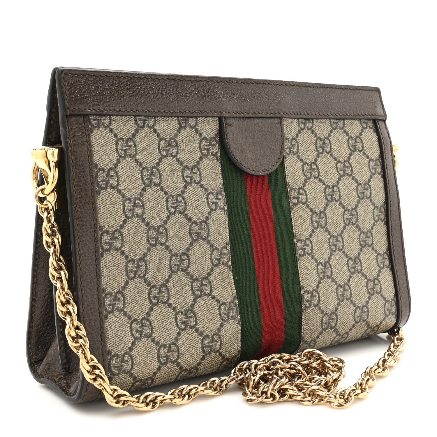 Gucci GG Supreme Monogram Web Small Ophidia Chain Shoulder Bag Brown 3 of 14