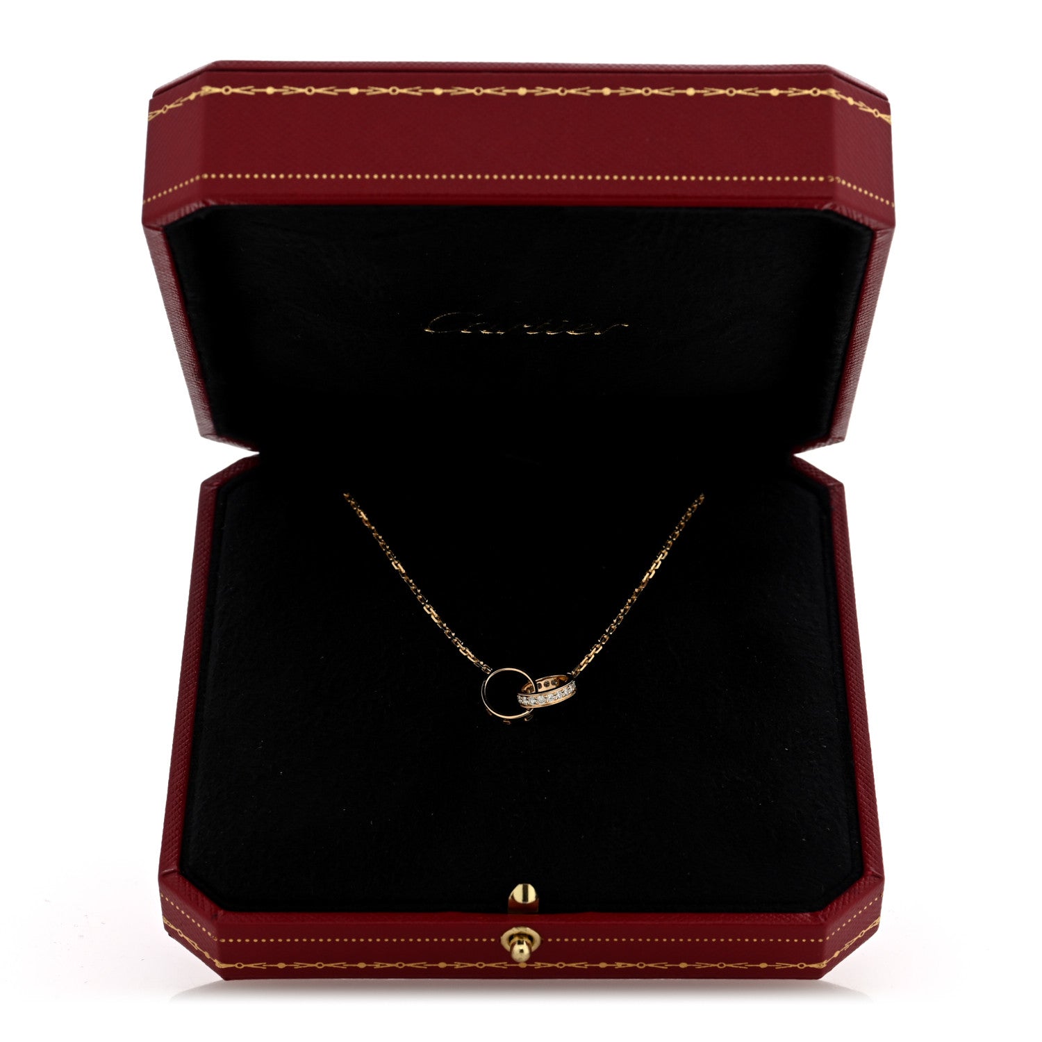 Cartier 18K Yellow Gold Diamond Interlocking LOVE Necklace 6 of 6