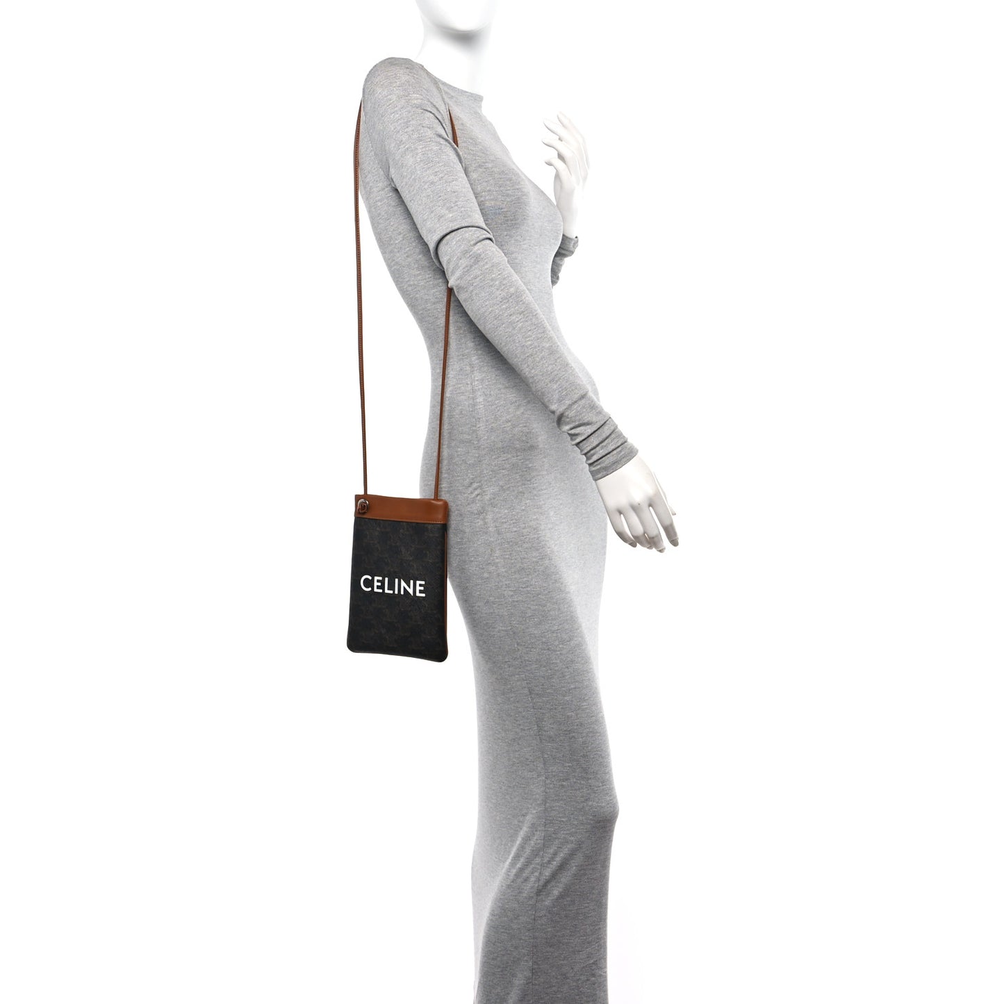 Triomphe Canvas Calfskin Mini Poche Bag Tan