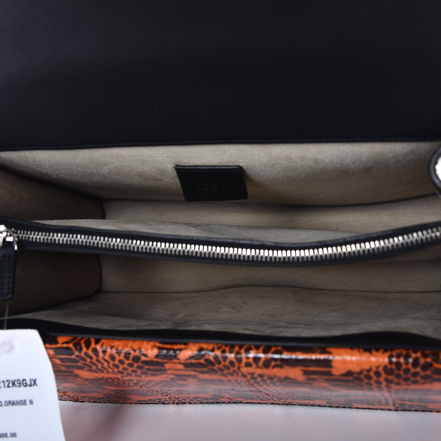 GG Supreme Monogram Snakeskin Elton Embroidered Medium Dionysus Shoulder Bag Beige Orange
