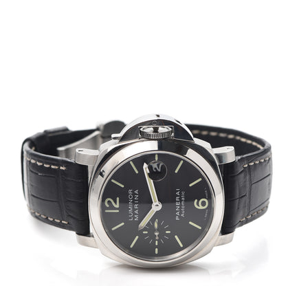 Panerai Stainless Steel Alligator 40mm Luminor Marina Automatic Watch Black PAM00048 2 of 7