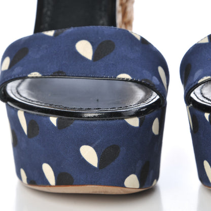 Louis Vuitton Raffia Canvas Hearts Tuileries Wedge Sandals 36 Blue 10 of 20