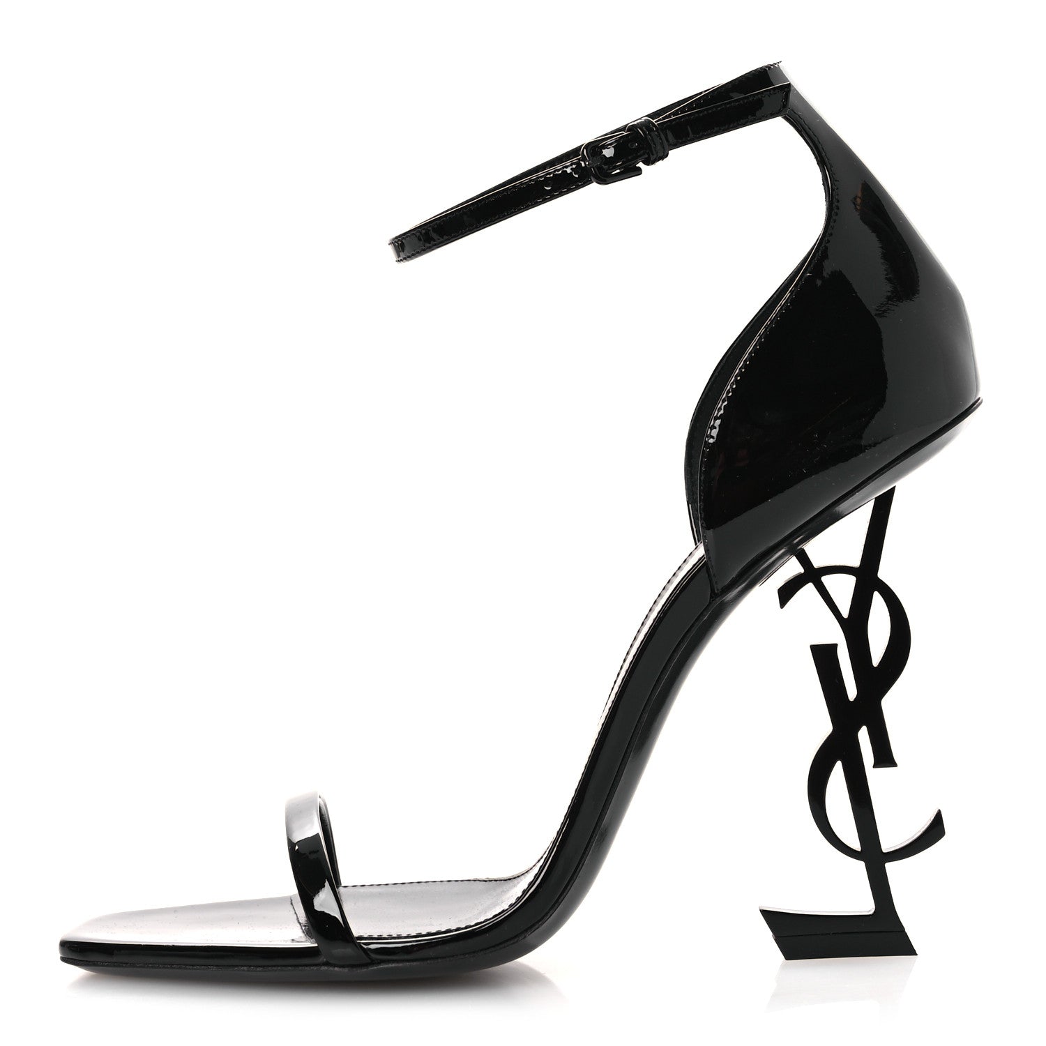 Saint Laurent Patent Calfskin Opyum 110 Sandals 40.5 Black 1 of 11