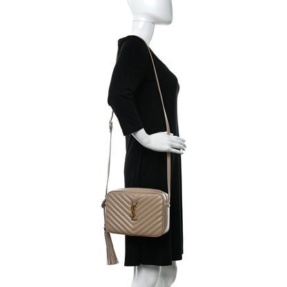 Saint Laurent Calfskin Matelasse Monogram Lou Camera Bag Dark Beige 2 of 11