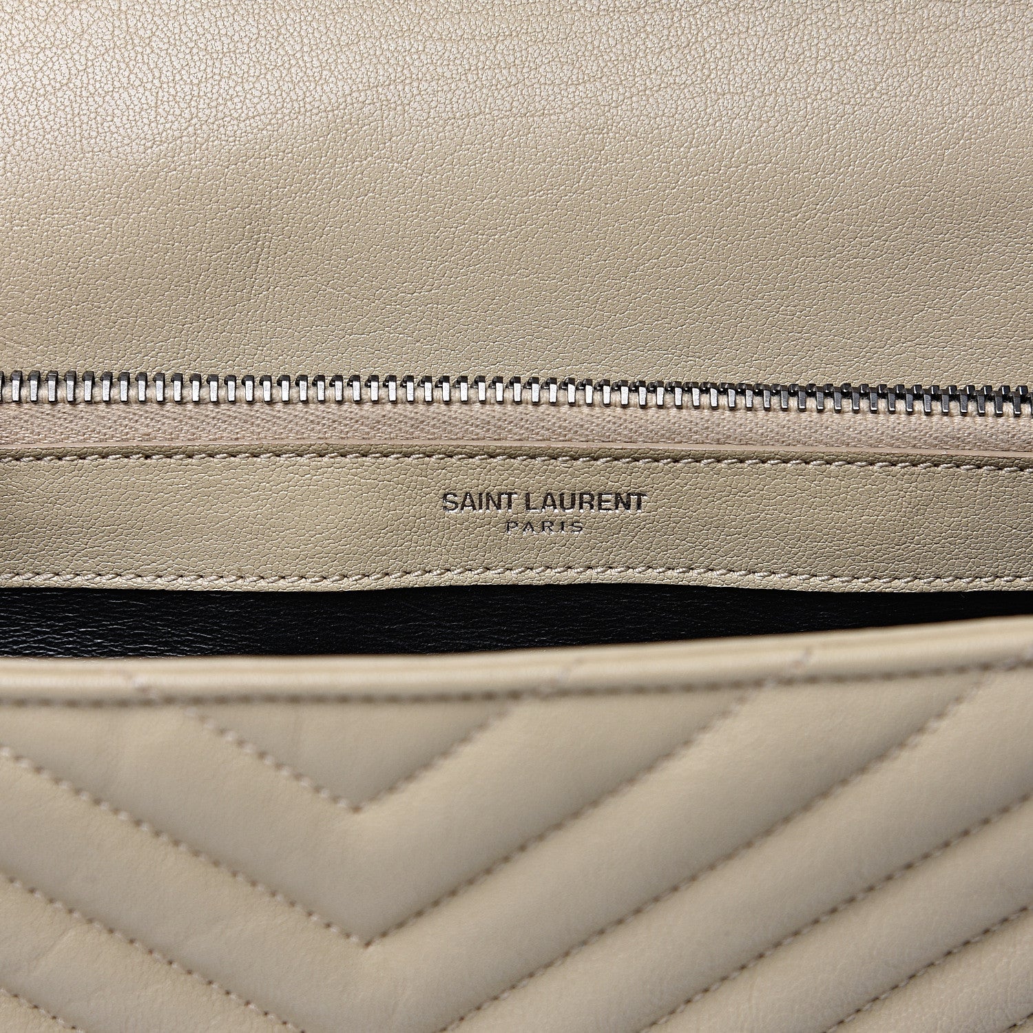 Saint Laurent Sheepskin Matelasse Chevron Monogram Large College Satchel Beige 7 of 14