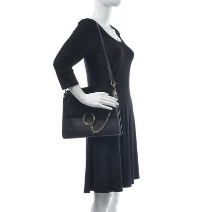 Chloe Suede Calfskin Medium Faye Shoulder Bag Black 2 of 9