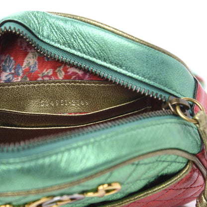 Gucci Laminated Nappa Trapuntata Mini Zumi Dome Shoulder Bag Rosso Jasmine Green Rame 6 of 9