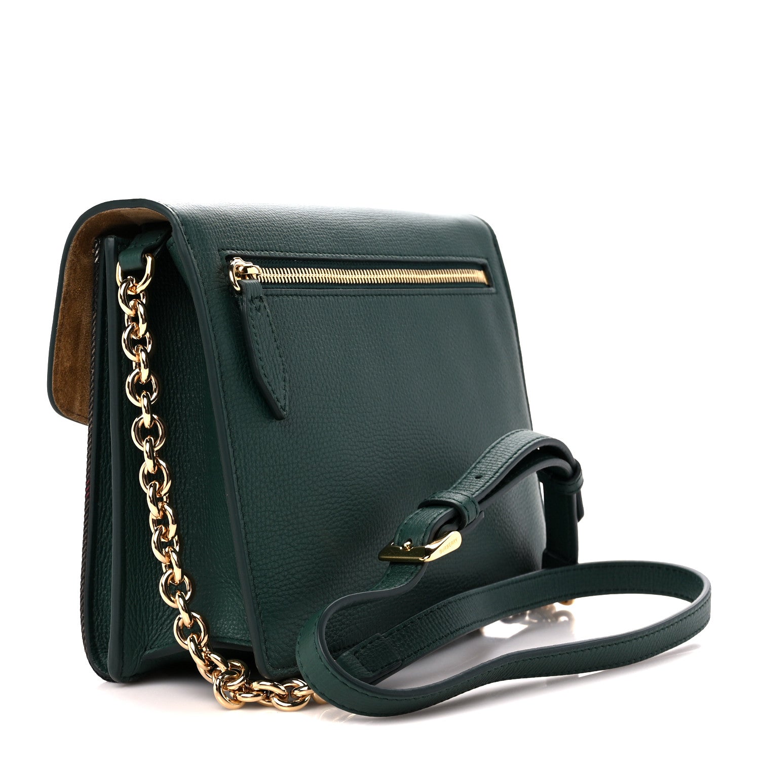 Burberry Derby Calfskin House Check Small Macken Crossbody Bag Green 3 of 13