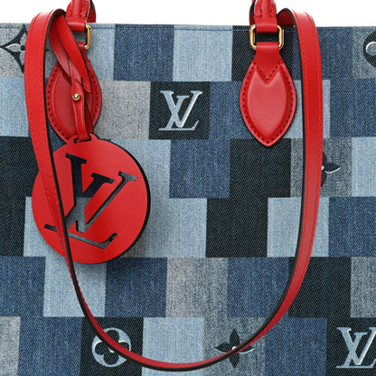 Louis Vuitton Denim Damier Monogram Onthego Blue Rouge 7 of 9