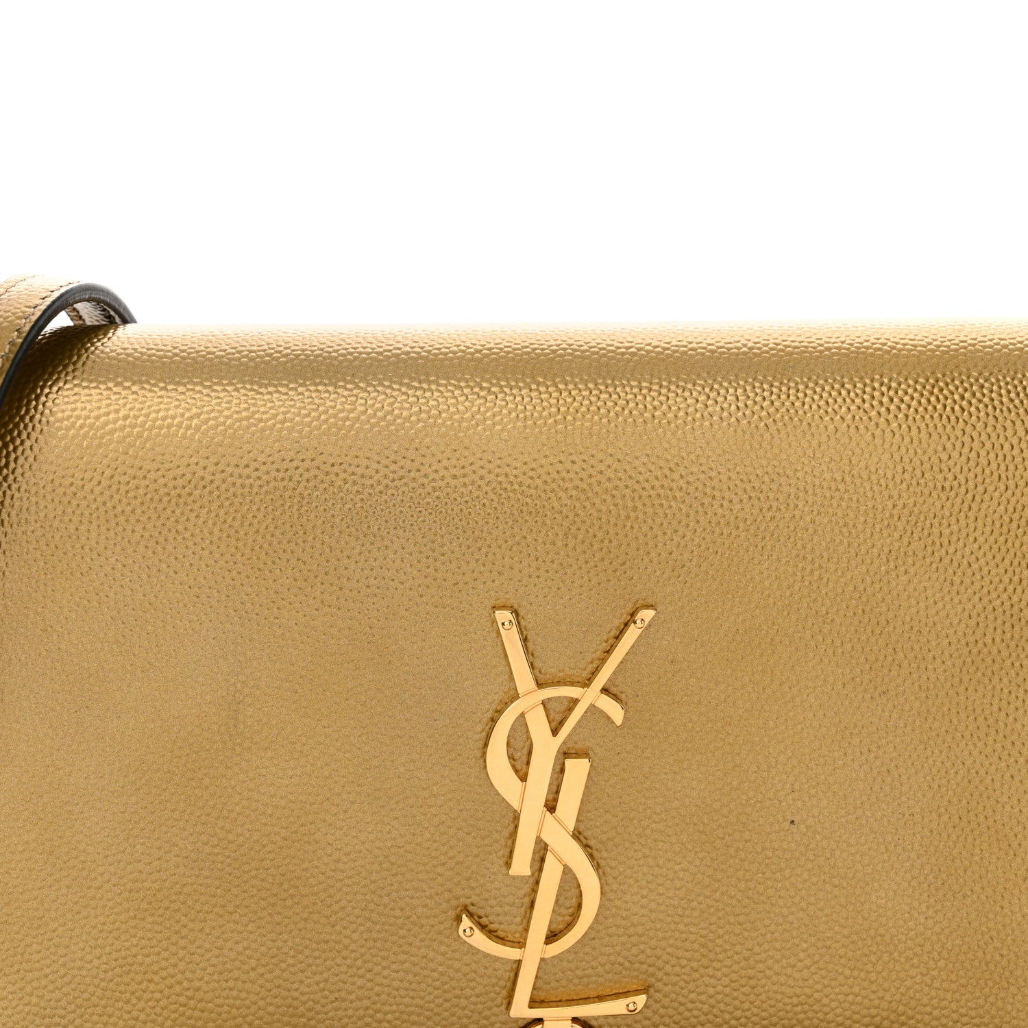 Saint Laurent Metallic Grain De Poudre Kate Monogram Tassel Chain Wallet Gold 9 of 12