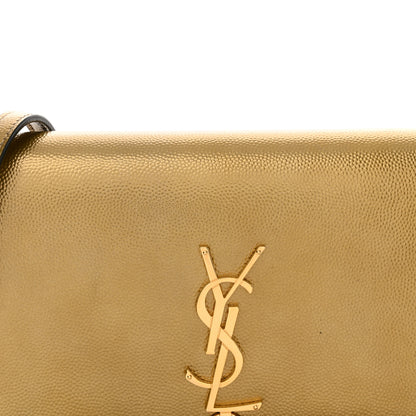 Saint Laurent Metallic Grain De Poudre Kate Monogram Tassel Chain Wallet Gold 9 of 12