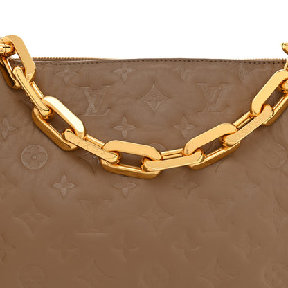 Louis Vuitton Lambskin Embossed Monogram Coussin MM Taupe 8 of 11