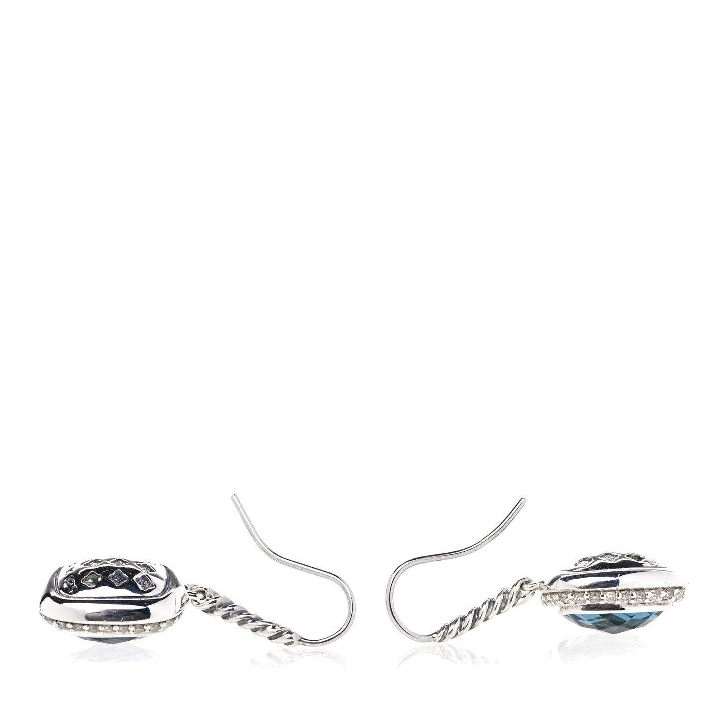 Sterling Silver Diamond Hampton Blue Topaz Noblesse Drop Earrings