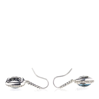 David Yurman Sterling Silver Diamond Hampton Blue Topaz Noblesse Drop Earrings 3 of 5